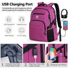 UKEIN 1PC Bagsure Travel Laptop Backpack, Business Water Resistant Laptop Backpack With USB Charging Port, College Bag For Men & Women - Màu đỏ - Xem 2
