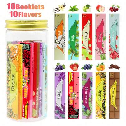 10 pièces Livrets de papier toilette parfumés assortis, papier toilette parfumé aux fruits de 110 mm, 32 feuilles par livret, accessoires pour fumeurs, outils ménagers, cadeau pour fumeurs, convient pour les fêtes, les vacances, Halloween, Noël