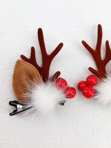1 Pair Christmas Deer Antlers Street Style Metal Alloy Hair Clips Duck Mouth Clips Suitable For Christmas Wear - Multicolor - View 4