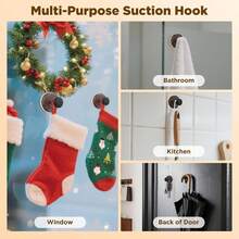 Suction Cup Wreath Hanger, Adhesive Wooden Wall Coat Hooks, Farmhouse Decorative Natural Walnut Wood Towel Hooks For Front Door/Glass Window/Over Door/Outdoor/Kitchen, Hanging Hats Towels Robe Clothes Keys Bags Jackets Christmas/Thanksgiving/Halloween/Christmas Decor, Practical Home Storage Items - Multicolor - View 8