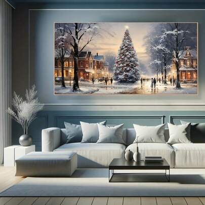 1pc Christmas Winter Wonderland Canvas Print, Frameless, Holiday Scene Wall Art Suitable For Living Room Bedroom - Holiday Decor Poster