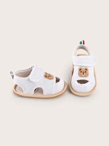 Infant Sandals, 3-6-9 Months Breathable Mesh Slippers, 1 Year Old Anti-Collision Anti-Slip Cartoon Walking Shoes - White - View 5
