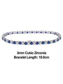 ORSA JEWELS 1件925純銀藍尖晶石網球鏈手鐲,4a級方形氧化鋯手鐲,適合送給女士的生日紀念禮物手飾 - 銀色 - 查看 8