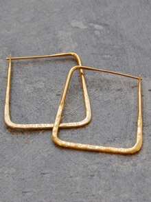 1 对经典简约几何方形耳环，优雅女士耳环，精致耳环适合日常约会、节日礼物 - 金色 - 查看 7