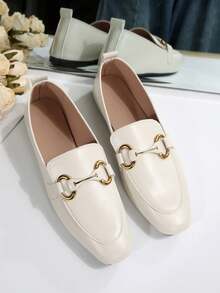 Mocasini eleganți cu decor metalic, mărime mare, fără mâneci, negri, toamnă - Bej - Vizualizare 7