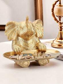 1 件树脂大象托盘装饰：可爱的动物雕像，可用作入口钥匙扣、客厅装饰托盘，用于存放珠宝和钥匙，是整理和送礼的完美家居装饰品