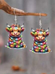 1 Pair Adorable Hoodie Cat Drop & Dangle Earrings, 2D Acrylic Cartoon Style For Women, Cute Daily Accessory, Ideal For Party & Date Outfits, Perfect Christmas Gift - Cat - View 7