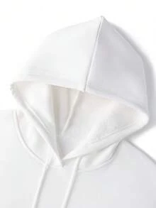 Men's Printed Casual Hoodie With Pocket, Long Sleeve Sweatshirt - White - View 5