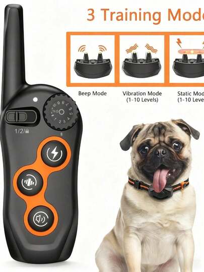 Collar de entrenamiento para perro Maisoie que produce descargas, 100% impermeable con rango remoto de 396.2 m, 3 modos de entrenamiento, pitido, descarga, vibración, eléctrico recargable para perros pequeños, medianos y grandes