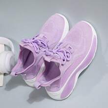 Kids Lace-Up Sneakers – Lightweight Breathable Running & Walking Shoes For Boys & Girls, Gym & Outdoor Sports, Little Kid/Big Kid - 紫色 - 查看 1