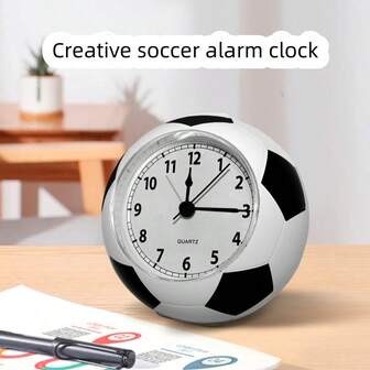 1pc Football Alarm Clock, Silent Movement Desk Clock, 3D Plastic Football Shaped Bedside Clock, Cartoon Cute Student Clock, Suitable For Home, Room, Bedroom Decor