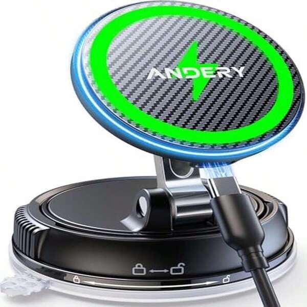 スマホホルダー 車 ワイヤレス充電 マグネット【15W急速充電+真空吸盤の最強コンビ】安定性拔群 車 スマホスタンド【超強磁力】24×N55磁石 Mag-safe 車載 【360°回転な台座×多角度自由調節】カー用品 車載スマホホルダー LEDライト マグセーフ 車載 充電器 片手操作 1秒で着脱 車用品 携帯ホルダー 折りたたみ式 高級合金素材 &Android多機種と多車種が対応