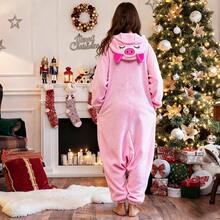 Cerdito rosa Pijama Adulto Unisex de para parejas jóvenes, Pijama de una pieza para adultos Pijamas de una pieza para mujeres y hombres, parejas, suaves, de felpa, Animales disfraces de Halloween, ropa para dormir Animales Cosplay Disfraces Trajes Hogar Cerdito rosa ropa para dormir. - Rosa - Ver 11
