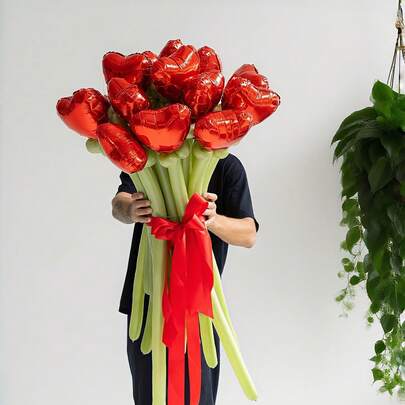 30个/套 心形气球/套 + 网纱丝带 - 浅粉色和白色乳胶派对装饰，配有丝带，适用于生日、婚礼、情人节、周年纪念日、新年 - 优雅的派对装饰，适合浪漫活动、庆祝活动和特殊场合；房间背景气球装饰；母亲节装饰