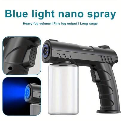 Handheld Nano Blue Light Disinfection Atomizer, UV Sterilization Spray Gun, High Mist Volume, Long-Distance Spraying, 8 Blue Light Bulbs, Anti-Clogging Nozzle, Non-Slip Handle, Suitable For Multiple Scenarios