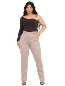 Malloy Women's Straight Twill Satin Social Tailored Trousers - 米色 - 查看 4