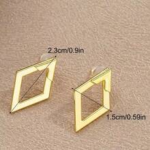 Geometric Triangle Earrings, Minimalist Jewelry, 18k Gold Plated, 925 Silver - 金色 - 查看 2