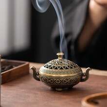 مبخرة بخور فنغ شوي من النحاس بتصميم تنين، مبخرة عطرية صينية عتيقة، حامل بخور للديكور المنزلي على المنضدة - متعدد الألوان - مشاهدة 10