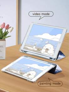 蓝色蝴蝶图案平板电脑保护套，兼容 iPad 9.7/10.2/10.5/10.9/12.9/Pro 11（第十代）、Galaxy Tab S6 Lite 10.4、Kindle Paperwhite 2024（第十二代）和 Kindle 2022（第十一代），柔软防震设计，智能支架/自动唤醒/睡眠功能 - 彩色 - 查看 7