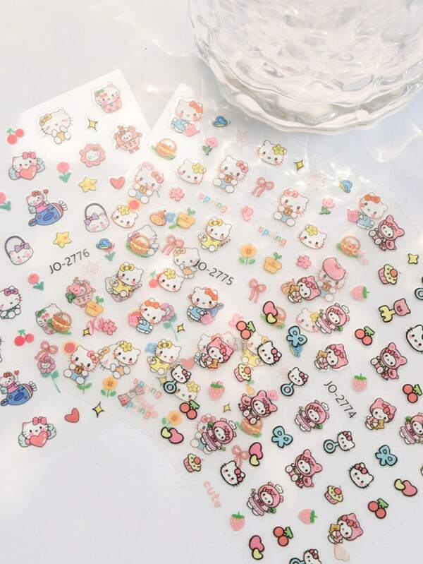 Accesorios de gato Sanrio Parche de armadura portátil Pegatina de cabeza de gato KT Dibujos animados Ultra delgado Adhesivo Ins