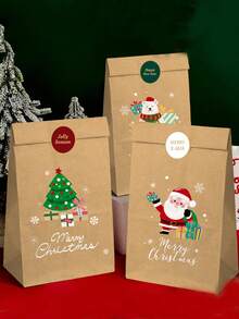 24 pezzi/set Sacchetti di carta per regali di Natale, sacchetti per confezioni regalo di Natale, sacchetti per imballaggio di cibo al forno, sacchetti per confezioni di mele di Natale, decorazioni natalizie, adatti per feste di vacanze, sacchetti decorativi per souvenir, celebrazioni di vacanze, forniture per confezioni regalo per feste - Multicolore - Visualizzare 8