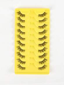 10 perechi de gene false tip ochi de pisică, gene false 3D moi, machiaj natural, gene transparente, gene false tip ochi de pisică