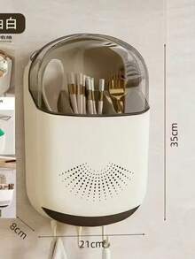 حامل أعواد الطعام المثبت على الحائط، رف تصريف مضاد للبكتيريا، منظم تخزين المطبخ، وعاء معلق لأعواد الطعام محمي من الغبار