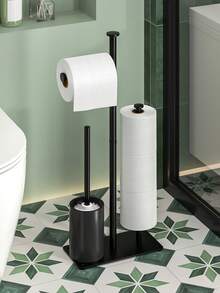 1pc Modern Freestanding Toilet Paper Holder - No-Drill Installation, Heavy-Duty Metal, Freestanding Bathroom Toilet Paper Dispenser With Over-The-Toilet Placement, Space-Saving Design For Small Bathrooms - Nordic Style Minimalist Design - Holds Toilet Roll, Toilet Paper Holder For Bathroom, Toilet Paper Storage, Bathroom Decor, Toilet Paper Holder Unique,