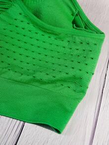 Plus Size Women Seamless Knit Sports Bra With Removable Cups