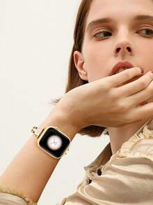 纤细简约女士金色链条表带，可调节耐用金属正式款 表带，兼容 38/40/41/42/44/45/46/49 毫米，兼容 Series Ultra/SE/11/10/9/8/7/6/5/4/3/2/1