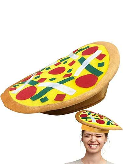 时尚披萨帽，适合各种嘉年华派对和活动——圣诞节、万圣节、感恩节和复活节的完美配饰——采用聚酯纤维制成，适合派对、新年和舞台表演。