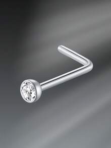 CIZME 1pc/Set 20G Titanium Steel G23 Nose Rings For Women Men,Silver Clear Diamond CZ L Shaped Nose Studs Top 1.5mm 2mm 2.5mm 3mm CZ Nose Piercing Jewelry Nose Ring Studs Jewelry - Silver - View 16
