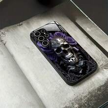 Funda de vidrio para iPhone 17air/16E/15/14/13/12/11 plus, Pro, Promax, X/XS/XR/XSMAX,  Galaxy A03/A03S/A05S/A06/A07/A11/A12/A13/A14/A15/A16/A17/A22/A22/A23/A26/A31/A32/A34/A35/A36/A52/A53/A73, S21/S22/S23/S24/S25 Plus, Ultra, funda de vidrio reflectante, buena sensación al tacto, protección de borde suave, adecuada para hombres y mujeres - Negro - Ver 3
