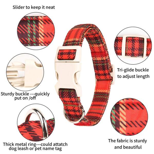 1pc Pet Christmas Collar, Classicn Black Striped, Festive Atmosphere, Sturdy Alloy Adjustable, Party Necklace, Suitable For Medium & Large Dogs