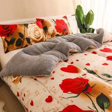 1件印花加厚毯，双面可用，柔软舒适 - 浪漫玫瑰 - 查看 4