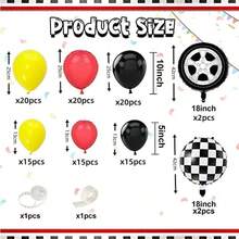 118 件赛车主题黑黄红乳胶气球花环拱门套装适用于生日婚礼新娘派对户外背景家居酒吧装饰用品，圣诞节 - 彩色 - 查看 7