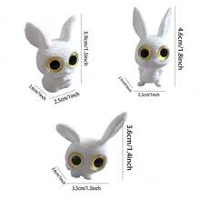 3PCS Rabbit Figurines Set Realistic Animal Statues Perfect For Home Decor Garden Display - White - View 5