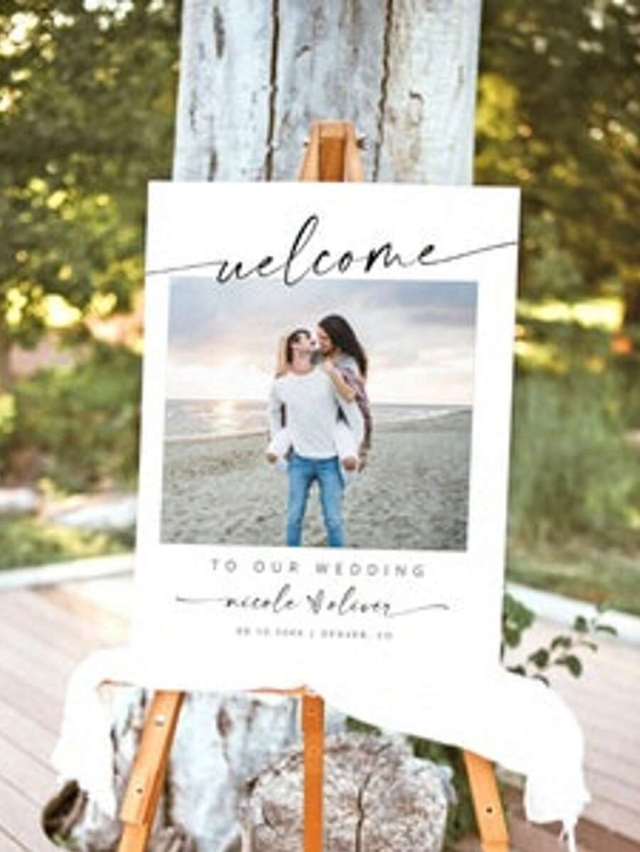 Customizable Wedding Welcome Sign, Editable Wedding Welcome Poster, Photo Wedding Welcome Board, Wedding Welcome Sign Template - Multicolor - View 1