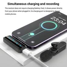 Wireless Lavalier Microphone Compatible With Iphone/Android/Laptop, Upgraded Mini Microphone With Noise Reduction, Ideal For Video Recording, Podcasts And Vlogging (4 Mics) - Black - View 6