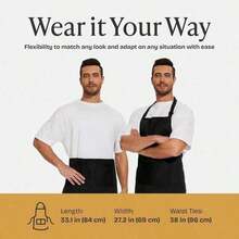 Minimalist Black Chef Apron - Pocket-Free, Unisex Adult Apron For A Sleek Look | Kitchen Essentials/Chef Aprons/Beginner Kitchen Tools/Cooking Must-Haves - Black - View 6