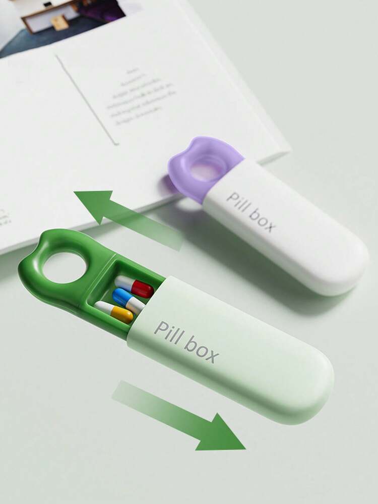 1pc Compact Portable Pill Box With Press Lock Lid - Ideal For Travel, Home Or On-The-Go Use, Simple Design, Secure Closure, Essential For Frequent Travelers - Multicolor - View 7