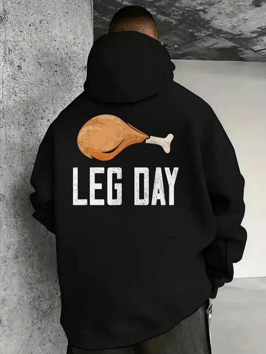 Men'S Funny Leg Day Thanksgiving Pilgrim Turkey Hooded Sweatshirt - 2025 Couple Matching Funny Leg Day Costume With Turkey Leg Design, Unisex Retro Hoodie For Themed Parties, Casual Wear & Funny Family Outfits - All-Season Comfort, Front Pocket, Bold LEG DAY Lettering & Turkey Leg Graphic, Humorous Pilgrim Outfit For Men & Women, Men Zip Hoodie, Winter Clothe For Men, Winter Coat For Men, Men Hoodie,Fall Hoodies,Men's Fall Clothes,Street Wear,Halloween,Mens Hoodies,Y2k Clothes,Jesus Hoodie,Thanksgiving Day,Nightmare Before Christmas,Christmas - 黑色 - 查看 1