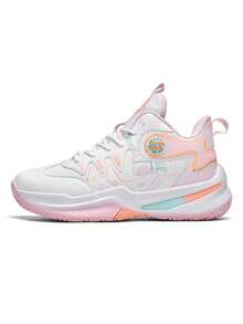 Unisex Basketball Shoes, New Autumn PU Leather Waterproof, Anti-Slip, Shock-Absorbing, Lightweight High-Top Sports Boots For Students - Pink - View 5