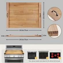 Noodle Board Stove Cover 30" X 22" Pine Panel Wood Cutting Board Stover Top Cover With Handles, Suitable For Electric Stove, Gas Burners, Sink Cover, RV - Pine Wood - View 3