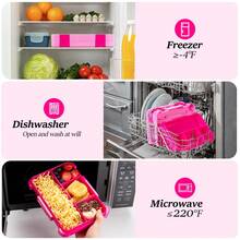 1pc Large Capacity Sealed Leak-Proof Bento Box With Lid, Cartoon Pattern Multicolor Lunch Box, Portable Microwave Heating Lunch Box, Fruit Box, Storage Box, Reusable, Detachable Compartment, Easy To Clean - Ideal For Office Lunch, Outdoor Travel And Back To School - Multicolor - View 9