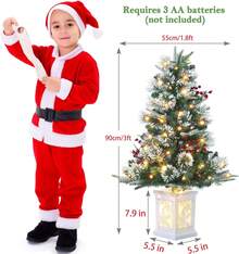 Mini árbol de Navidad de 3 pies con 78 luces LED blancas cálidas de alta calidad, 8 modos de árbol de pino de Navidad para decoración de Navidad, decoración de fiestas, hogar, oficina, base de alce - Verde - Ver 16