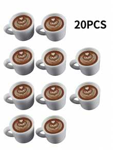 50/40/30/20/10/5/4/3/2件迷你拿铁艺术咖啡杯吊饰3D树脂饮料杯小雕像适用于DIY面包房、咖啡店装饰、家居桌面装饰