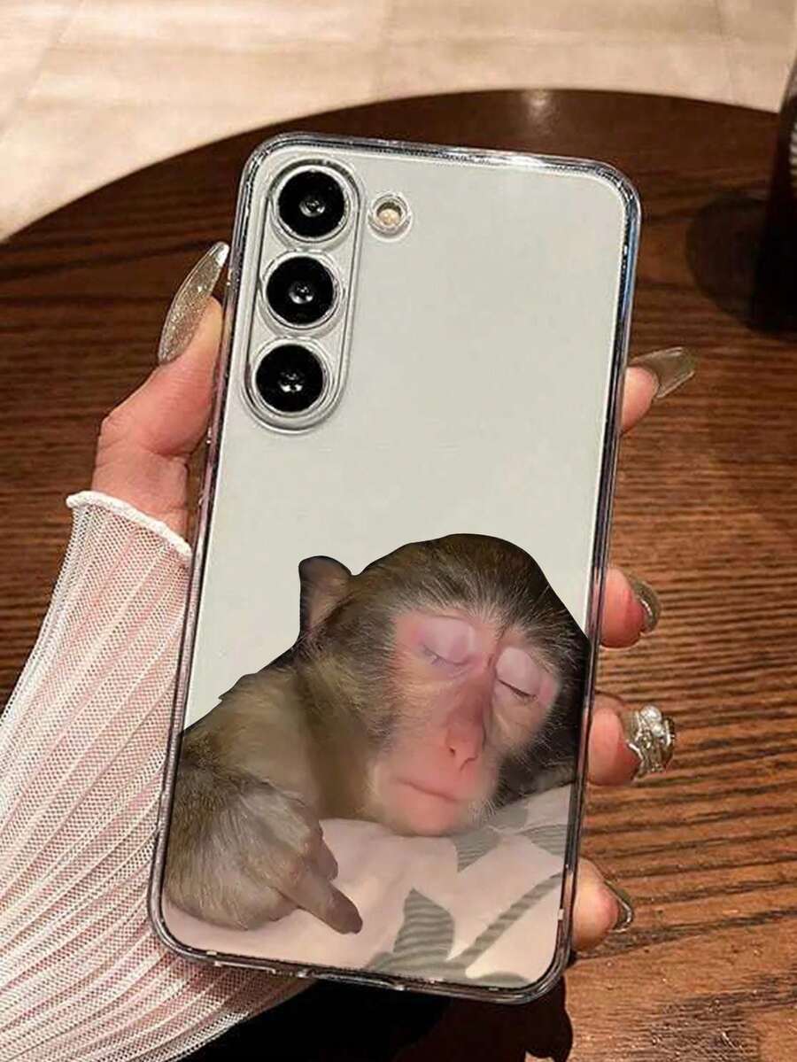 Funda para  con un adorable diseño de mono durmiendo, apta para las series  16E/15/14/13/12/11/PRO/PLUS/PROMAX/MINI. Compatible con las series  S/A/M/NOTE,  S/G/EDGE/E, Honor 400/MAGIC/X, OPPO RNO/A/F,  14/Redmi/POCO/NOTE. Transparente, sencilla, elegante y duradera, fabricada con material TPU protector. Perfecta para San Valentín, Halloween, Navidad y otras ocasiones festivas: una opción ideal para uso personal o para regalar. - transparente - Ver 1