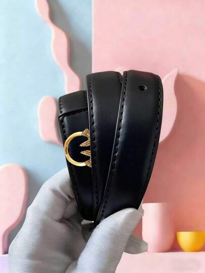 1 buc curea la modă casual simplă, culoare solidă, cu cataramă dublă pentru femei, potrivită pentru blugi și fuste, cadou excelent