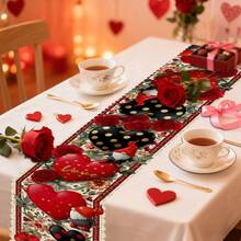1/108 peças Slogan do Dia dos Namorados, Coração, Floral, Padrão Xadrez, Bandeira de Decoração de Mesa Impressa Digitalmente - 100% Poliéster, Decoração Sazonal para Casa, Cozinha e Sala de Jantar, Vários Tamanhos, Decoração Durável com Tema do Dia dos Namorados, Adequada para Reuniões Familiares, Festas e Celebrações de Feriados